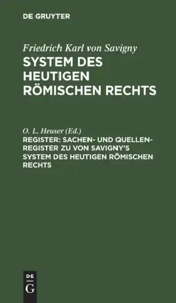 Cover of Sachen- Und Quellen-Register Zu Von Savigny's System Des Heutigen Römischen Rechts