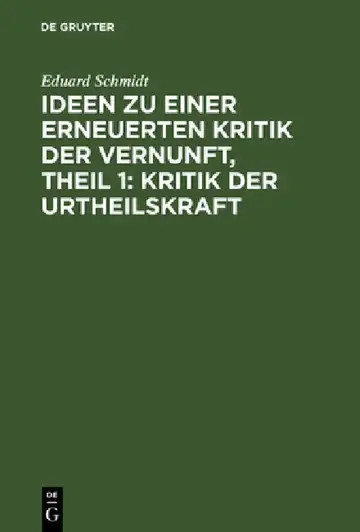Cover of Ideen Zu Einer Erneuerten Kritik Der Vernunft, Theil 1