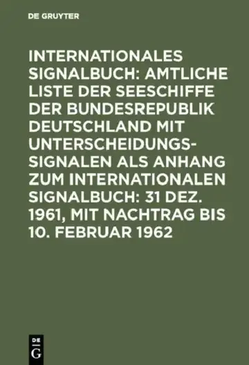 Cover of 31 Dez. 1961, mit Nachtrag bis 10. Februar 1962