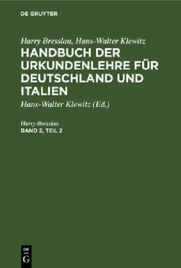 Cover of Harry Bresslau; Hans-Walter Klewitz