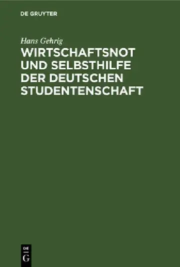 Cover of Wirtschaftsnot und Selbsthilfe der deutschen Studentenschaft