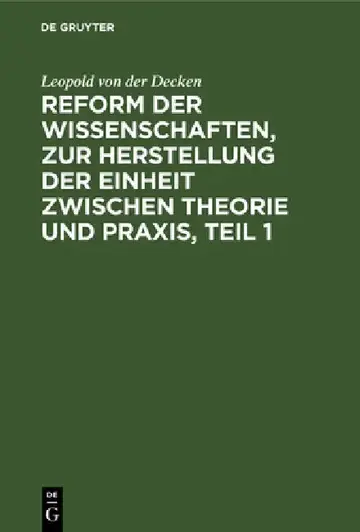 Cover of Reform Der Wissenschaften, Zur Herstellung Der Einheit Zwischen Theorie Und Praxis, Teil 1