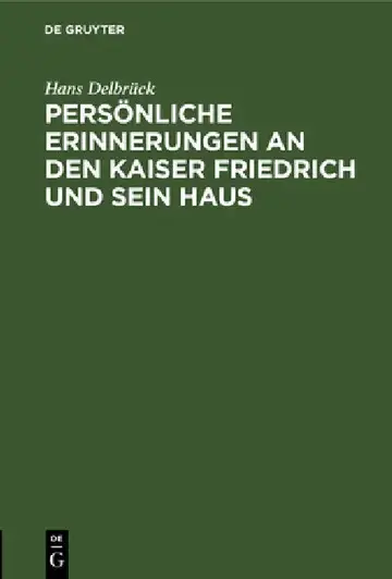 Cover of Persönliche Erinnerungen an Den Kaiser Friedrich Und Sein Haus