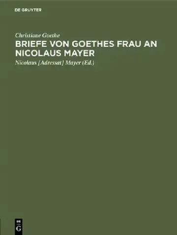 Cover of Briefe von Goethes Frau an Nicolaus Mayer