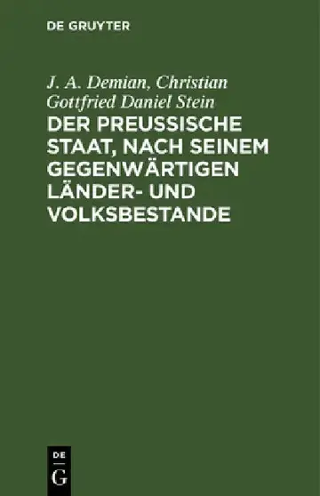 Cover of Der Preußische Staat, Nach Seinem Gegenwärtigen Länder- Und Volksbestande