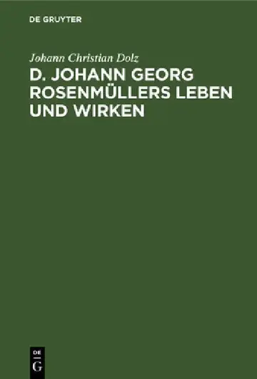 Cover of D. Johann Georg Rosenmüllers Leben Und Wirken
