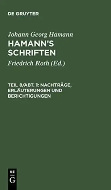 Cover of Nachträge, Erläuterungen Und Berichtigungen