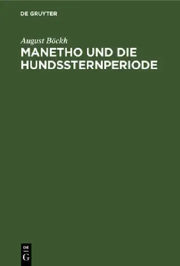 Cover of Manetho Und Die Hundssternperiode