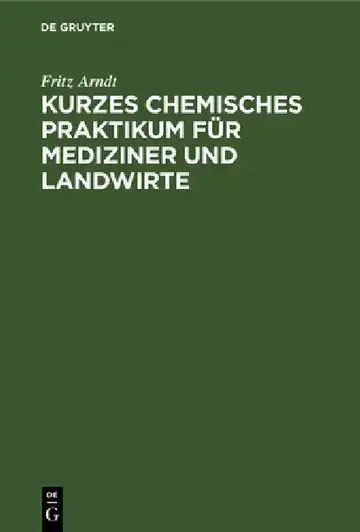 Cover of Kurzes Chemisches Praktikum Für Mediziner Und Landwirte