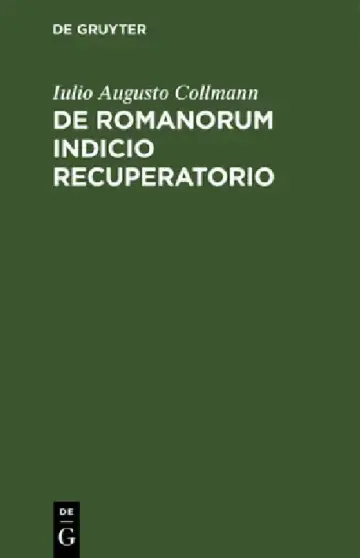 Cover of de Romanorum Indicio Recuperatorio