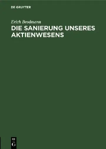 Cover of Die Sanierung Unseres Aktienwesens