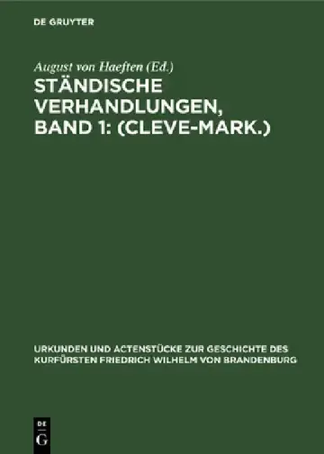 Cover of Ständische Verhandlungen, Band 1