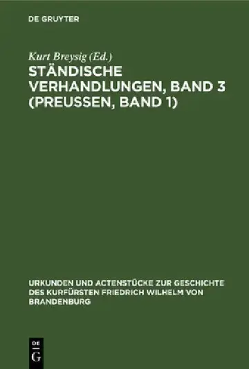 Cover of Ständische Verhandlungen, Band 3 (Preußen, Band 1)
