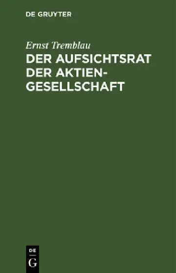 Cover of Der Aufsichtsrat Der Aktiengesellschaft