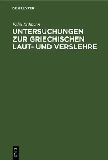 Cover of Untersuchungen Zur Griechischen Laut- Und Verslehre