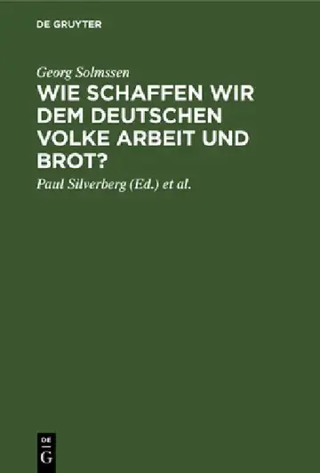 Cover of Wie Schaffen Wir Dem Deutschen Volke Arbeit Und Brot?