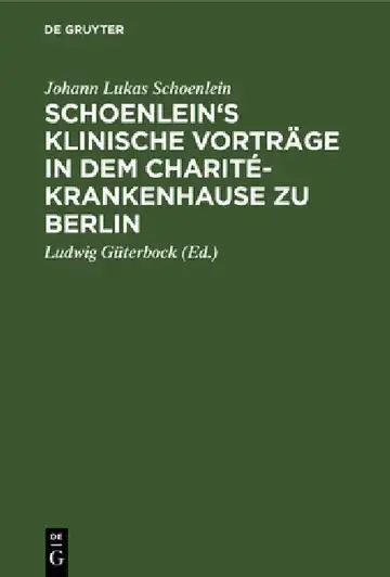 Cover of Schoenlein's Klinische Vorträge in Dem Charité-Krankenhause Zu Berlin