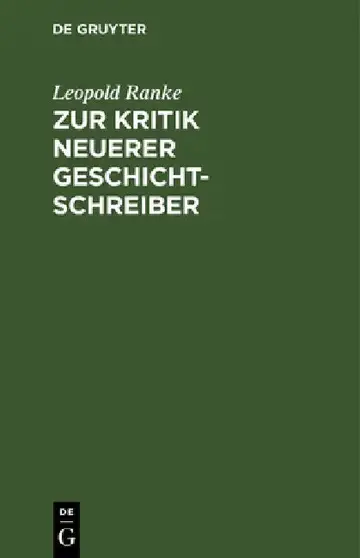 Cover of Zur Kritik Neuerer Geschichtschreiber