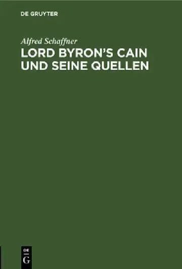 Cover of Lord Byron's Cain Und Seine Quellen