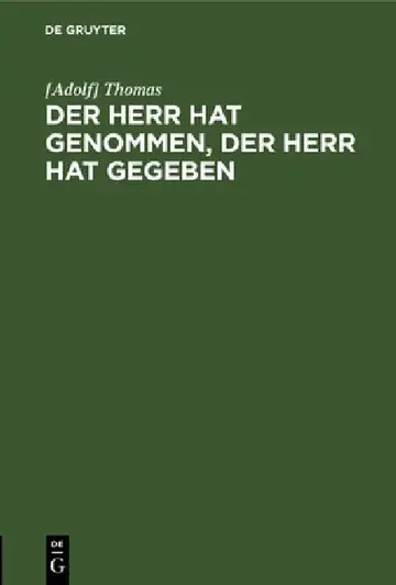 Cover of Der Herr hat genommen, der Herr hat gegeben