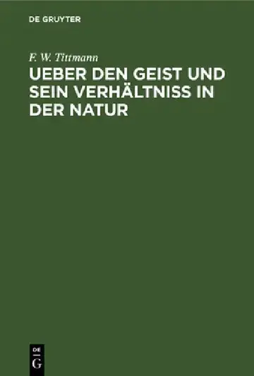 Cover of Ueber Den Geist Und Sein Verhältniß in Der Natur