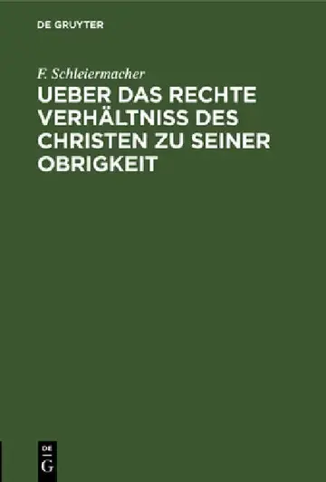 Cover of Ueber Das Rechte Verhältniss Des Christen Zu Seiner Obrigkeit