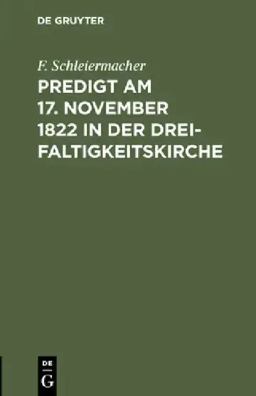 Cover of Predigt am 17. November 1822 in der Dreifaltigkeitskirche