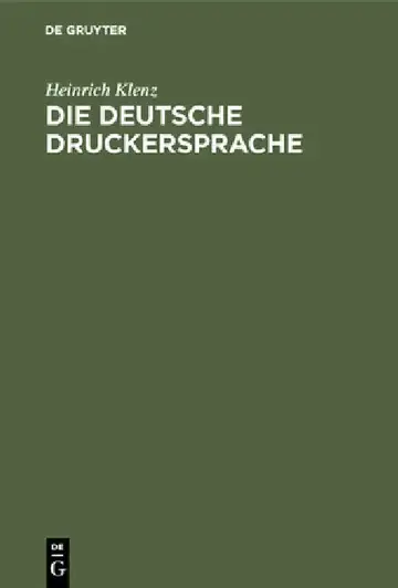 Cover of Die Deutsche Druckersprache