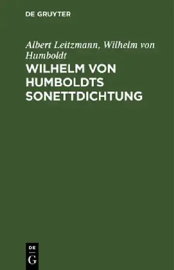 Cover of Wilhelm Von Humboldts Sonettdichtung