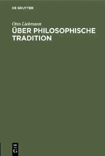 Cover of Über philosophische Tradition