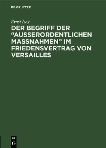 Cover of Der Begriff der "ausserordentlichen Massnahmen" im Friedensvertrag von Versailles