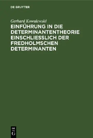 Cover of Einführung in die Determinantentheorie einschließlich der Fredholmschen Determinanten