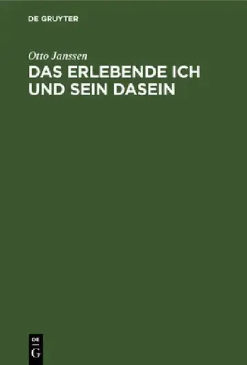 Cover of Das Erlebende Ich Und Sein Dasein