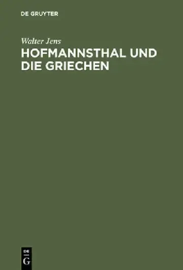 Cover of Hofmannsthal Und Die Griechen