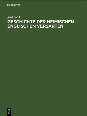 Cover of Geschichte der heimischen englischen Versarten