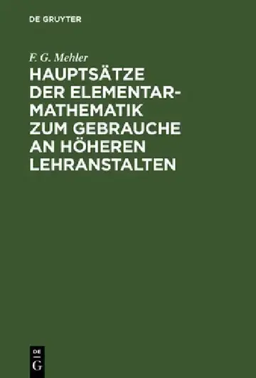Cover of Hauptsätze Der Elementar-Mathematik Zum Gebrauche an Höheren Lehranstalten