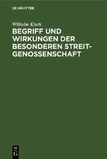 Cover of Begriff Und Wirkungen Der Besonderen Streitgenossenschaft