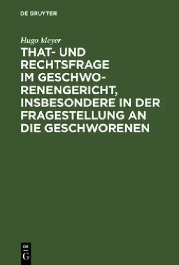 Cover of That- Und Rechtsfrage Im Geschworenengericht, Insbesondere in Der Fragestellung an Die Geschworenen