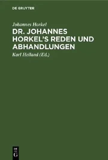 Cover of Dr. Johannes Horkel's Reden Und Abhandlungen