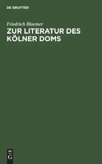 Cover of Zur Literatur Des Kölner Doms