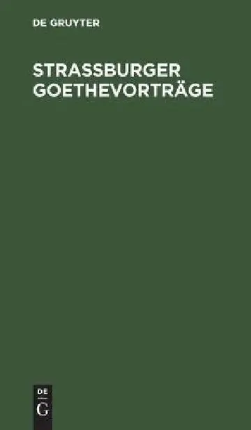 Cover of Straßburger Goethevorträge