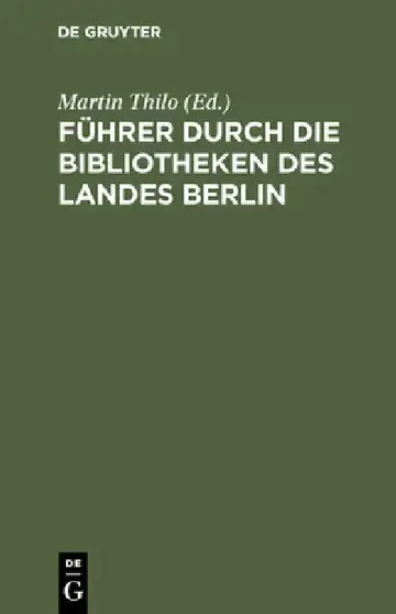 Cover of Führer durch die Bibliotheken des Landes Berlin