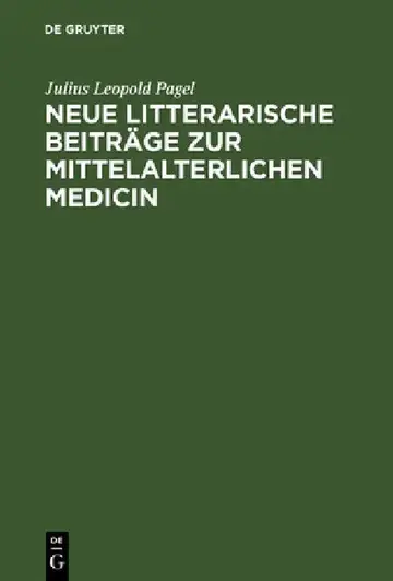 Cover of Neue Litterarische Beiträge Zur Mittelalterlichen Medicin