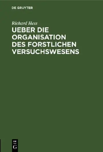 Cover of Ueber die Organisation des forstlichen Versuchswesens