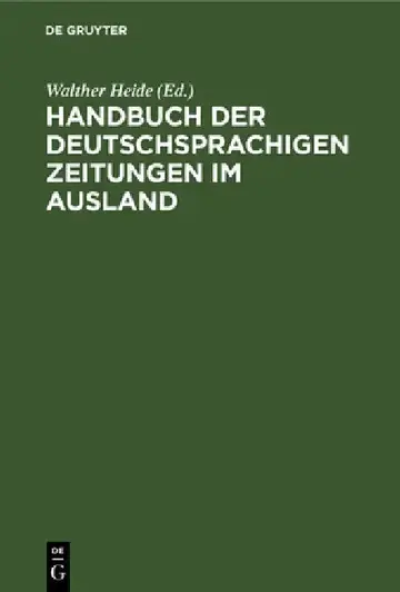 Cover of Handbuch Der Deutschsprachigen Zeitungen Im Ausland