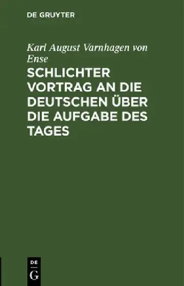 Cover of Schlichter Vortrag an die Deutschen über die Aufgabe des Tages