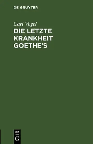 Cover of Die letzte Krankheit Goethe's