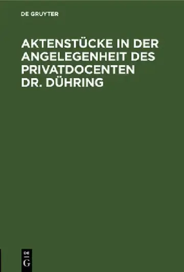 Cover of Aktenstücke in Der Angelegenheit Des Privatdocenten Dr. Dühring