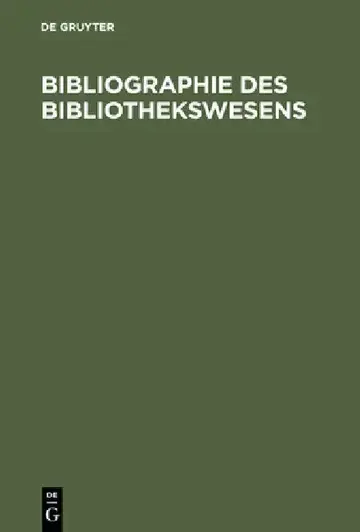 Cover of Bibliographie des Bibliothekswesens
