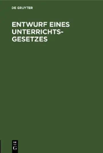 Cover of Entwurf Eines Unterrichts-Gesetzes